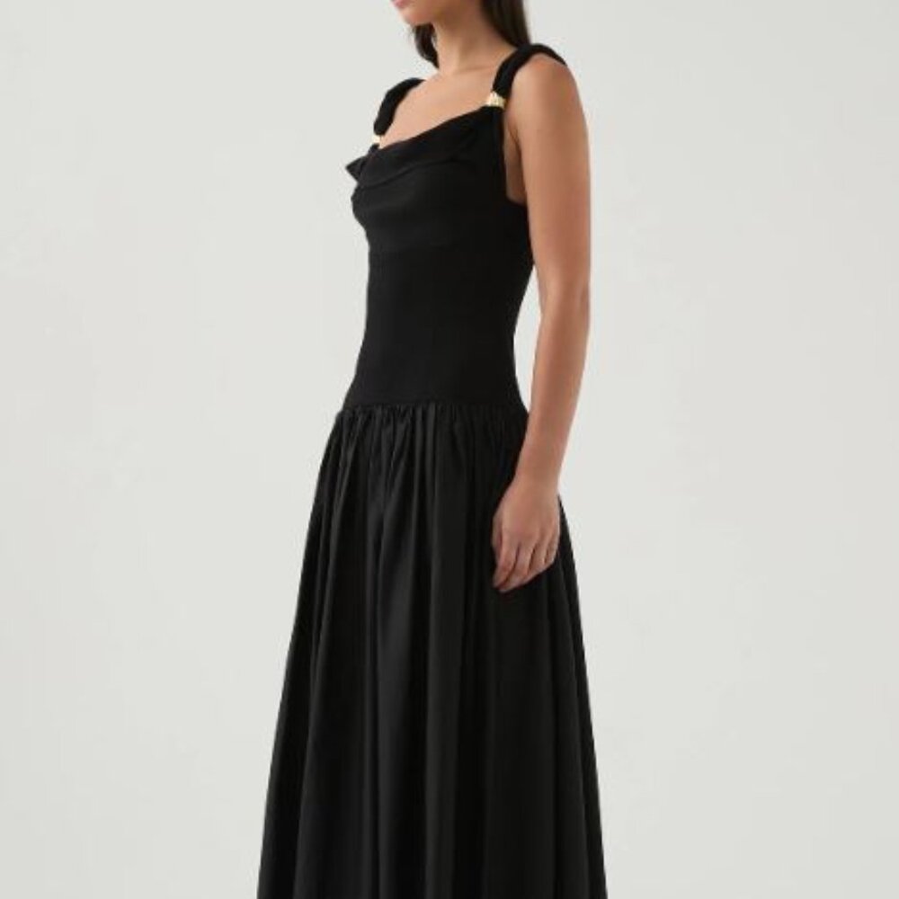 Aje Black Midi Dress with Gold Accent - Picture 5 of 7